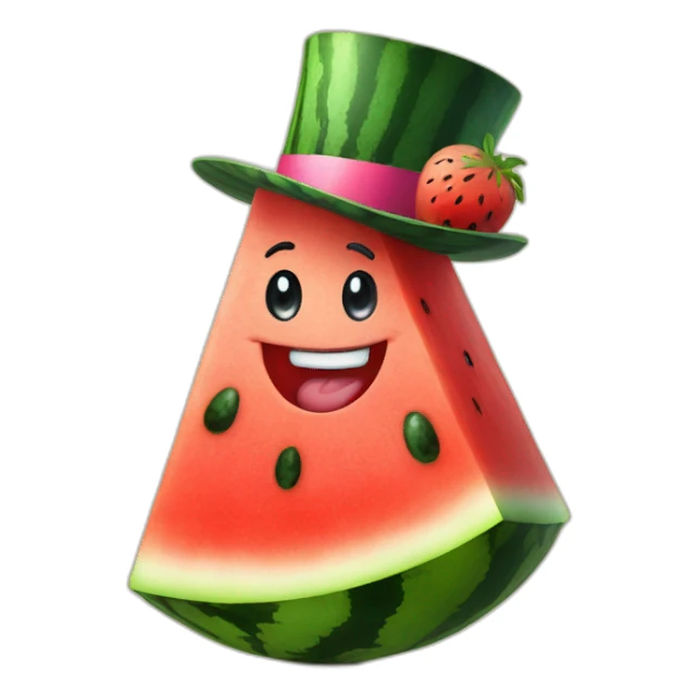 Happy Watermelon slice wearing a top hat sticker