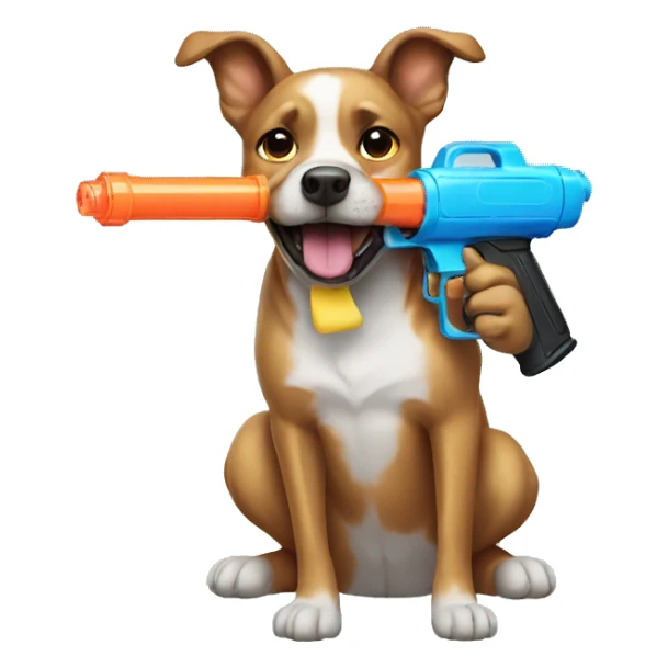 dog with a water gun sticker