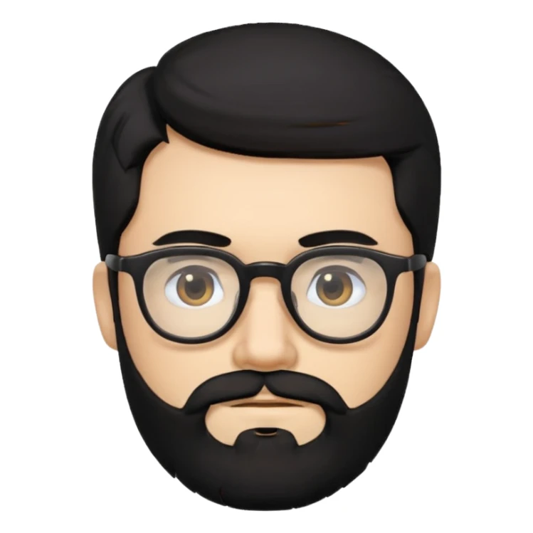 man with beard and glasses black hair sticker