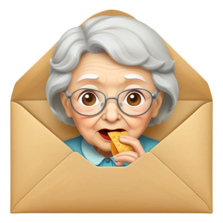 Grandma eating in an envelope sticker