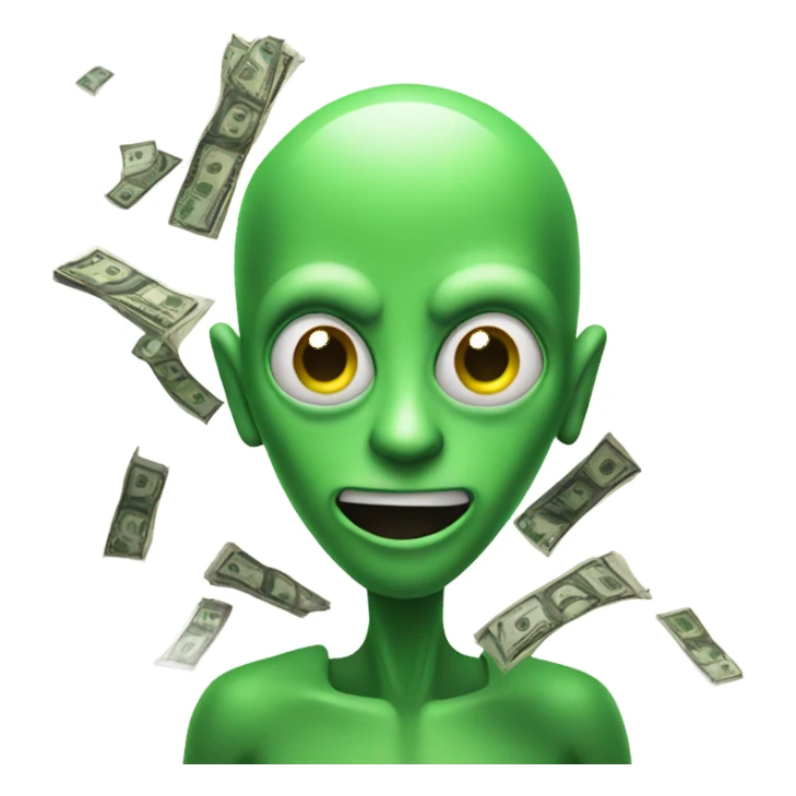  alien, green, count money sticker