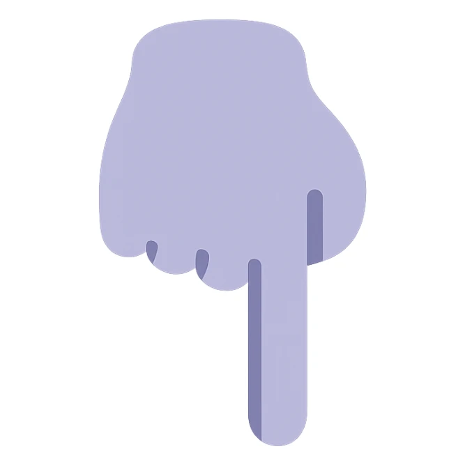 A dull purple Backhand Index Pointing Down sticker
