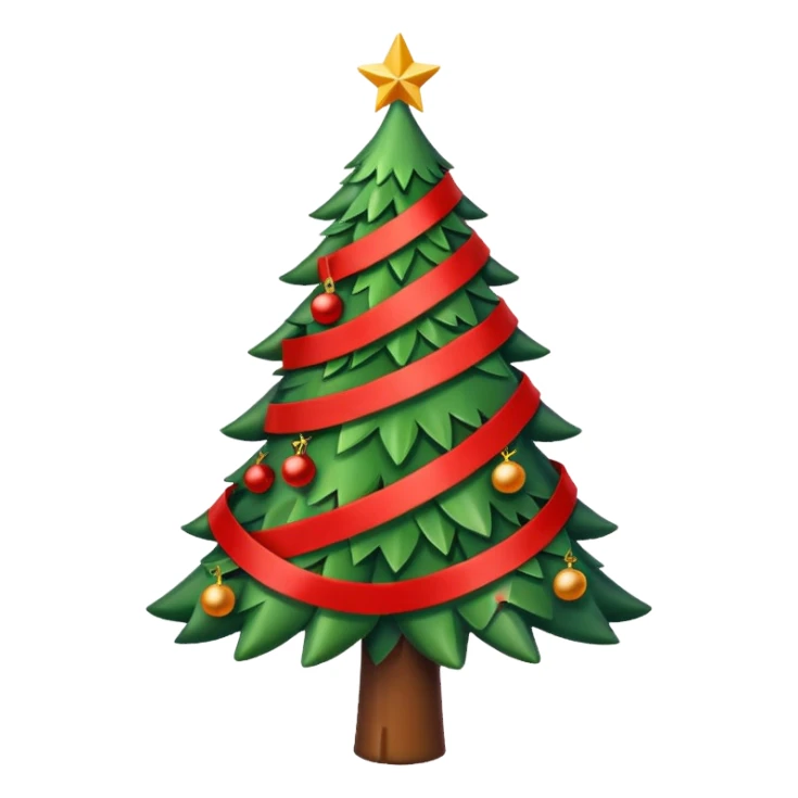 christmas tree with many red ribbons sticker