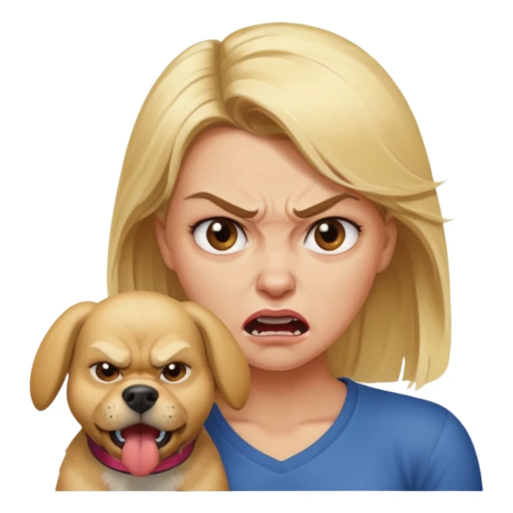 angry blonde women and dog sticker