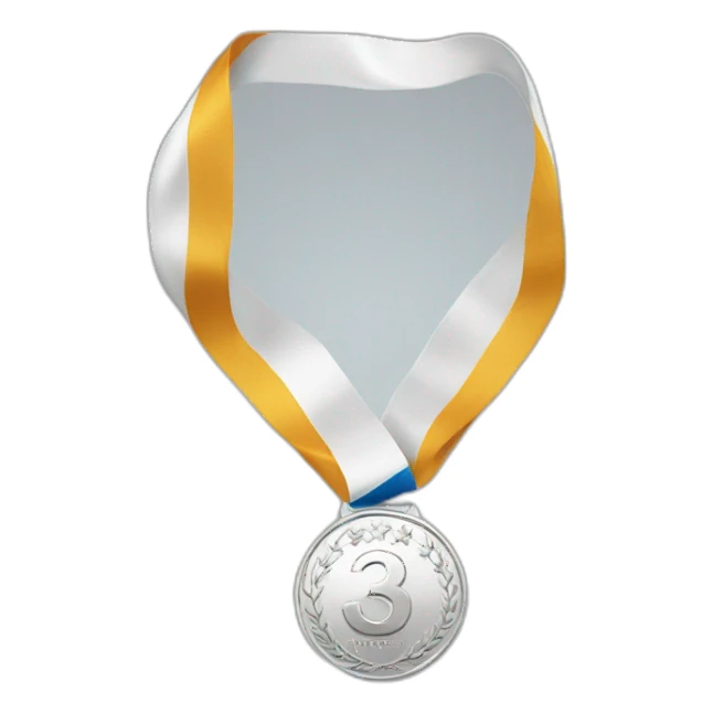 Silver medal with number 3 sticker
