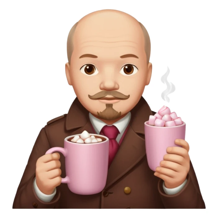 Lenin hold  Light Pink mug of hot chocolate with marshmallows  sticker