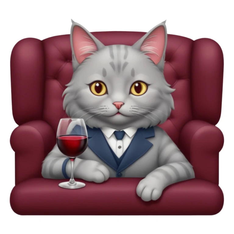 gray Cat On A Couch With Wine sticker
