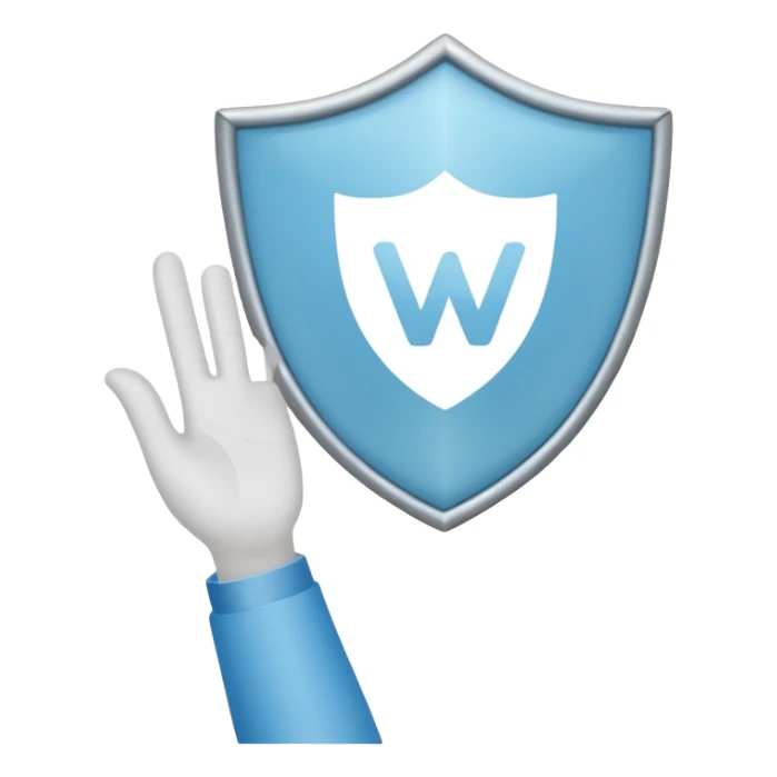 a hand waving, holding a VPN shield sticker