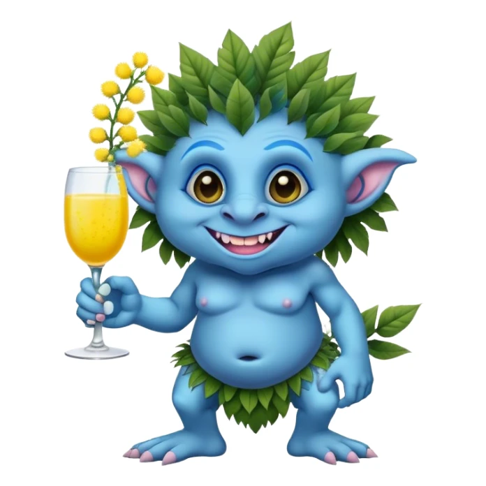 Blue troll with mimosa sticker