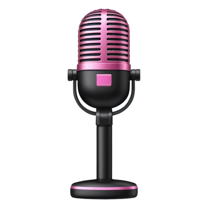 black stage microphone with pink strip on bottom sticker