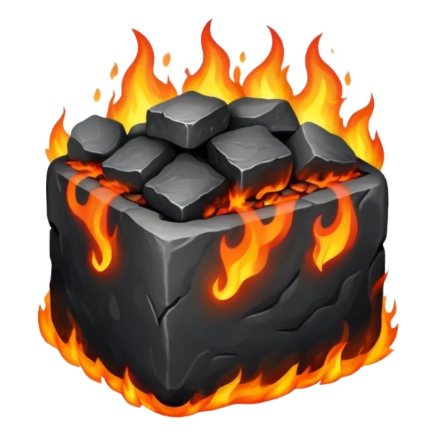 square of burning coal sticker