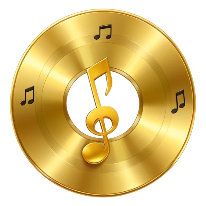 golden CD disk with a music note sticker