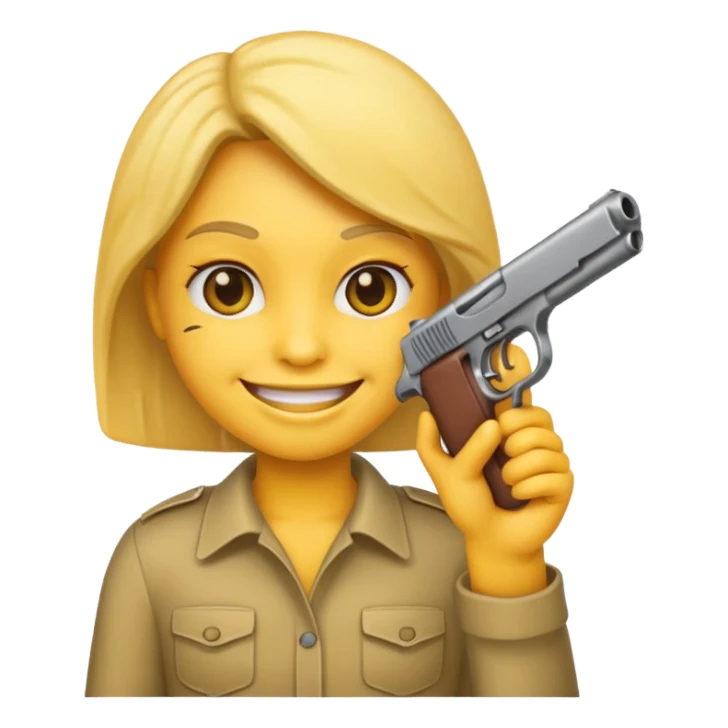 Emoji holding gun sticker