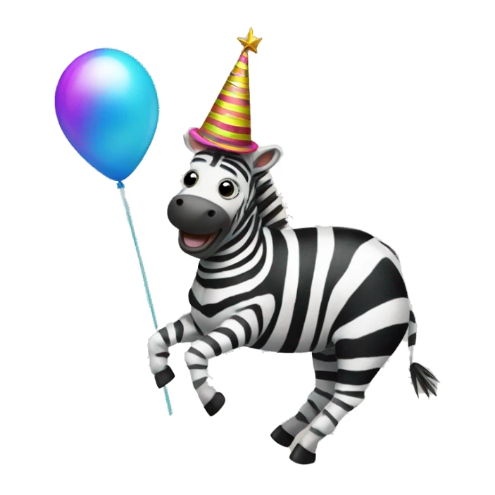 Zebra surfing with party hat on sticker