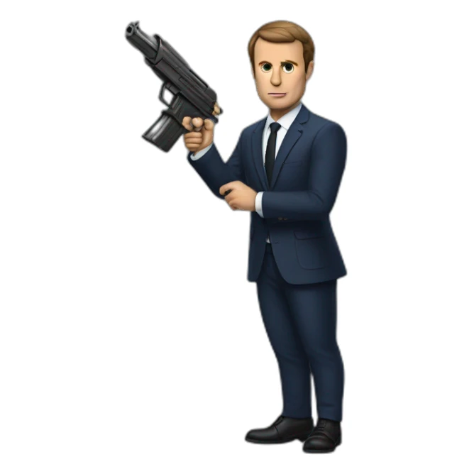 macron avec un pistolet sticker