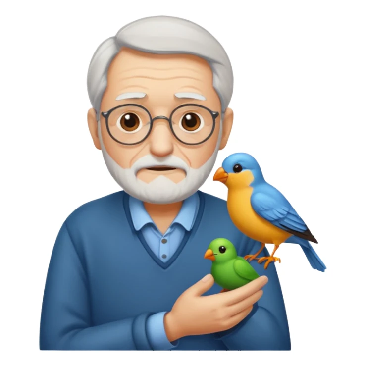 old man with bird sticker
