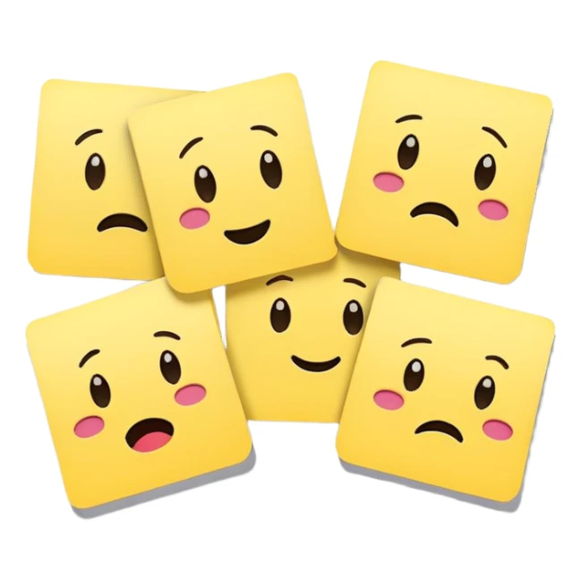Sticky notes with various emoticons, sad, glad, mad sticker