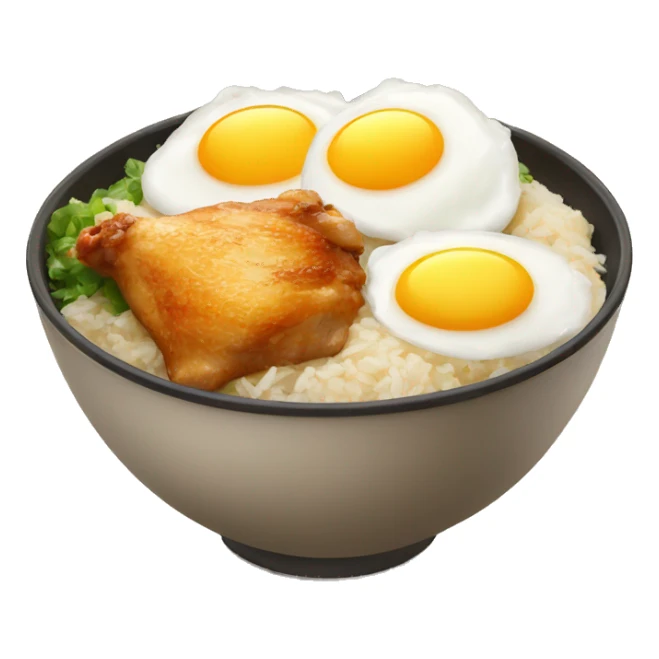 chicken thigh rice bowl with two eggs sticker