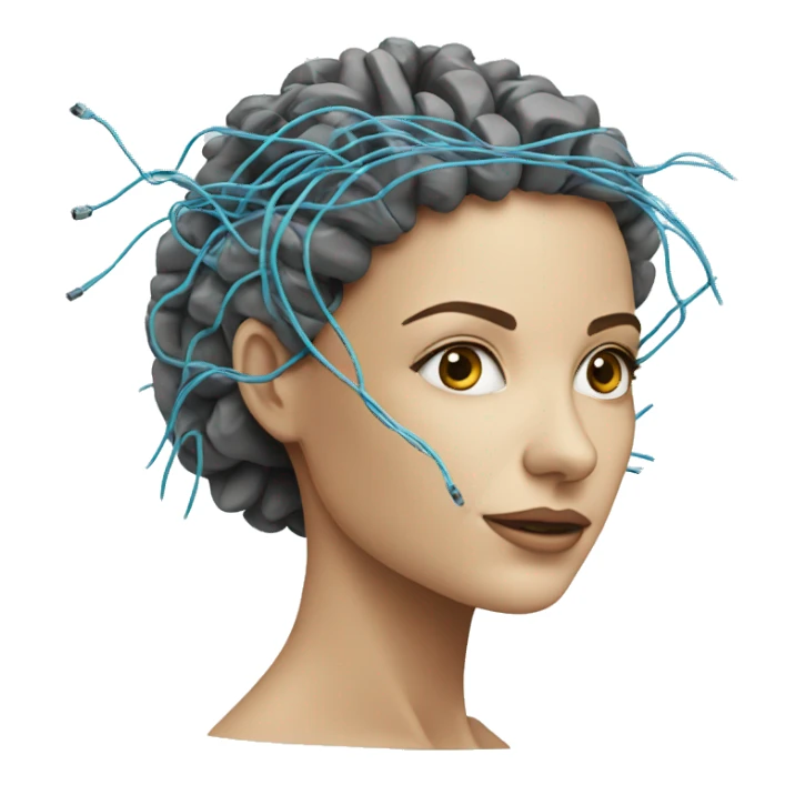 AI brain wires woman sticker