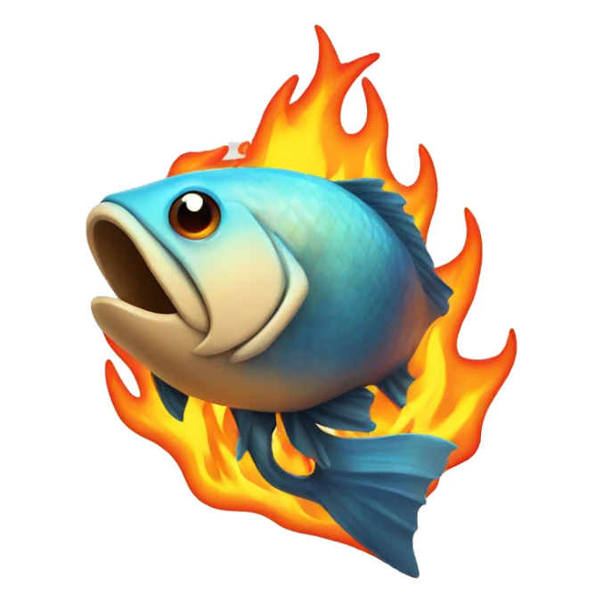 Fish on fire sticker