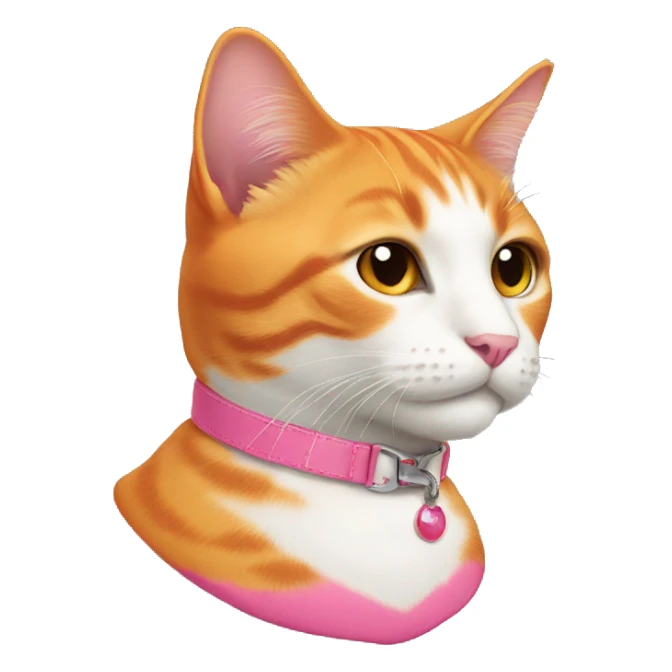 Orange cat with pink collar sticker