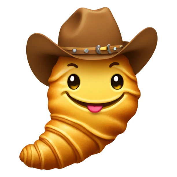croissant wearing a cowboy hat sticker