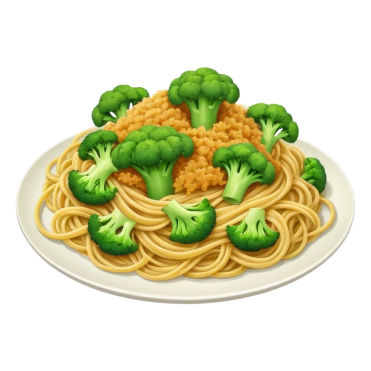 Broccoli and bread crumbs over spaghetti  sticker