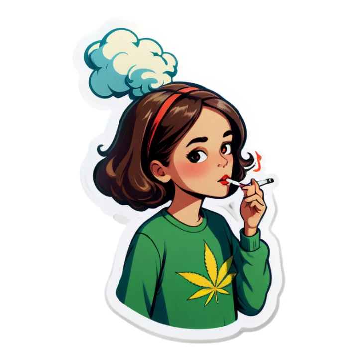 Girl smoking weed sticker