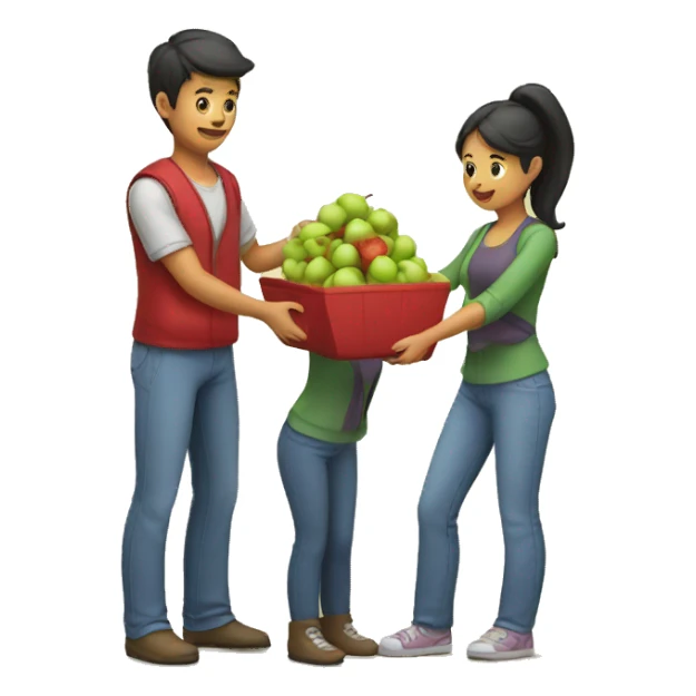 Parents picking Up apples sticker