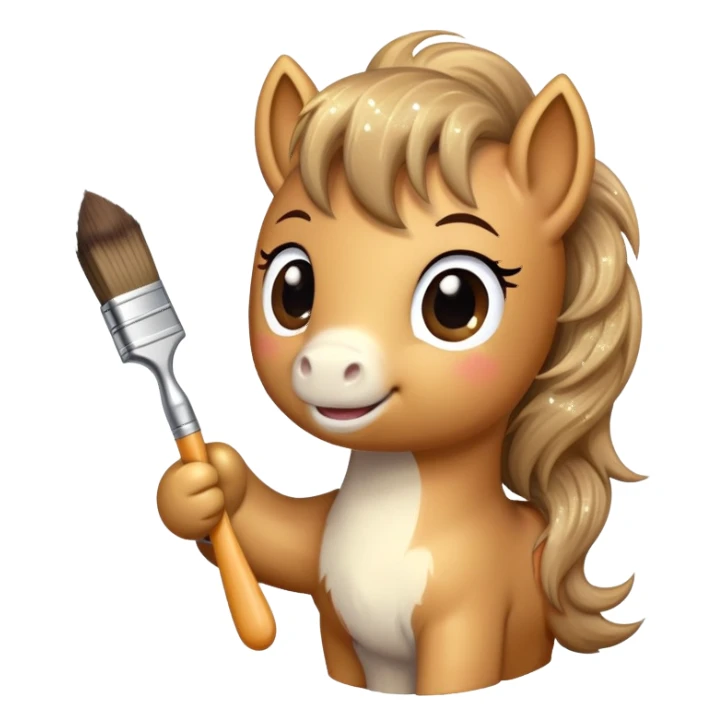 happy pony with a brush and sparkles sticker
