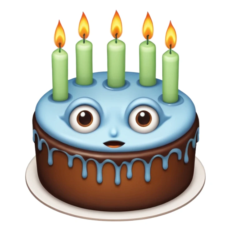 cake with eyes and candles sticker