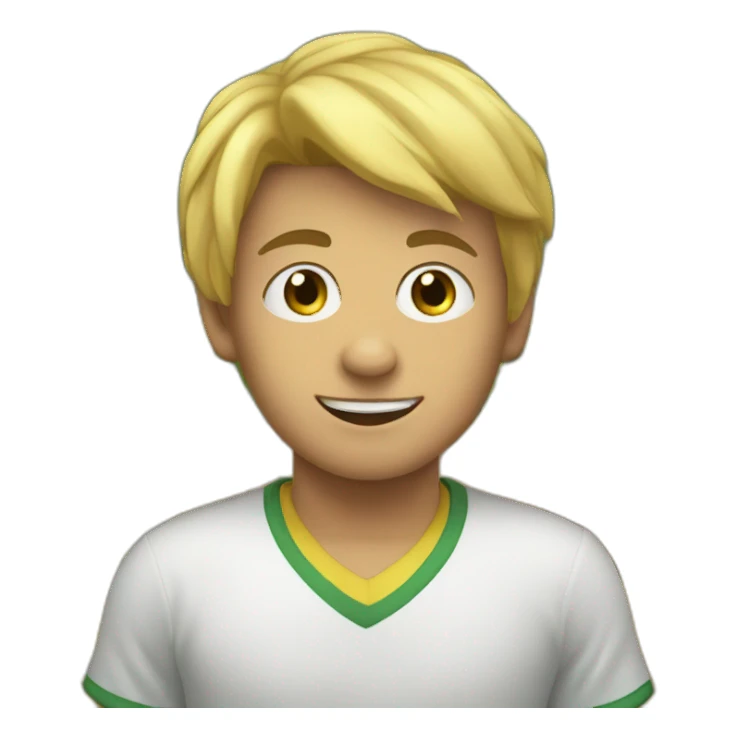 Boy with banner written "Come on Sara !" sticker