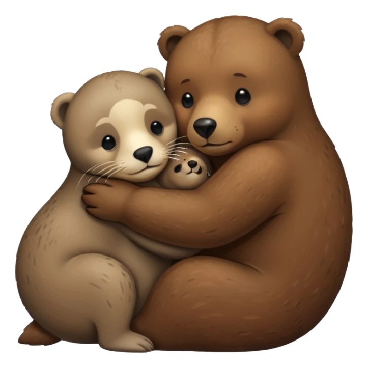 small seal hugging a brown bear sticker