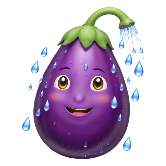 an eggplant taking a shower sticker