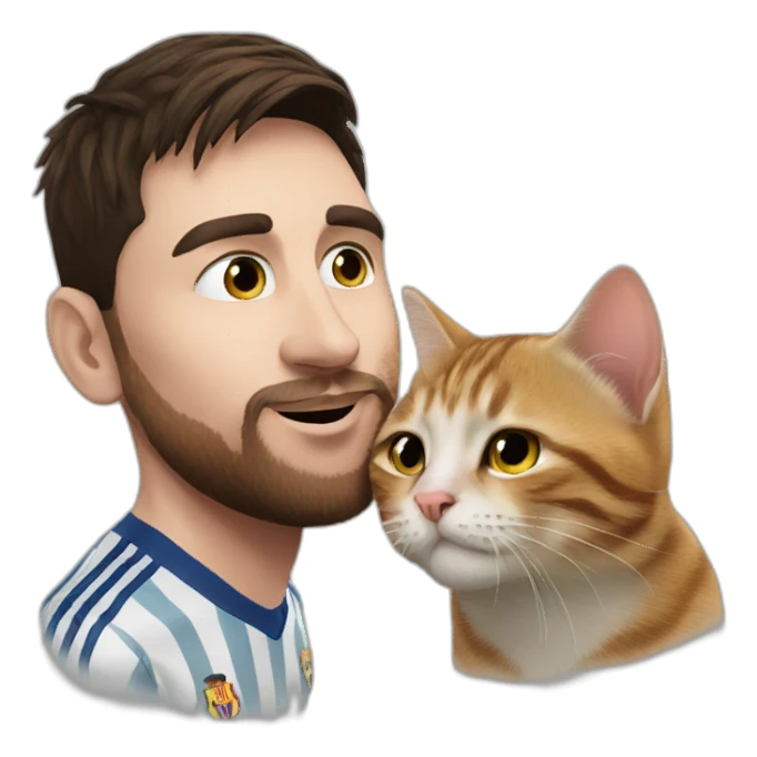messi kissing cat sticker