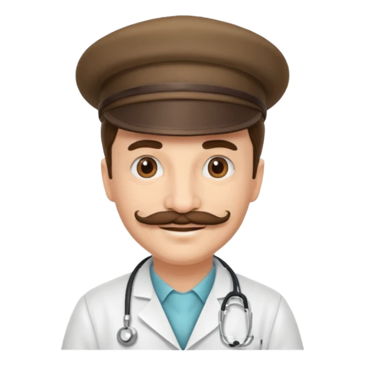 mustached doctor with hat sticker