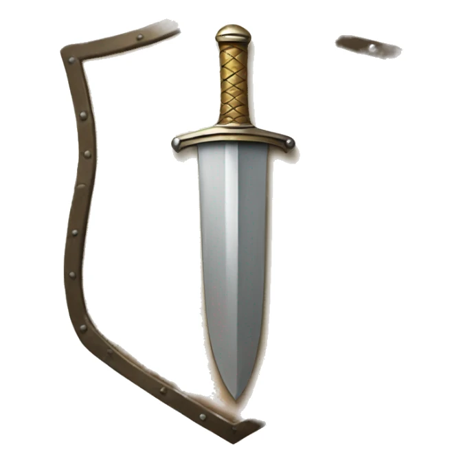 small sword symbol embedded on a shield sticker