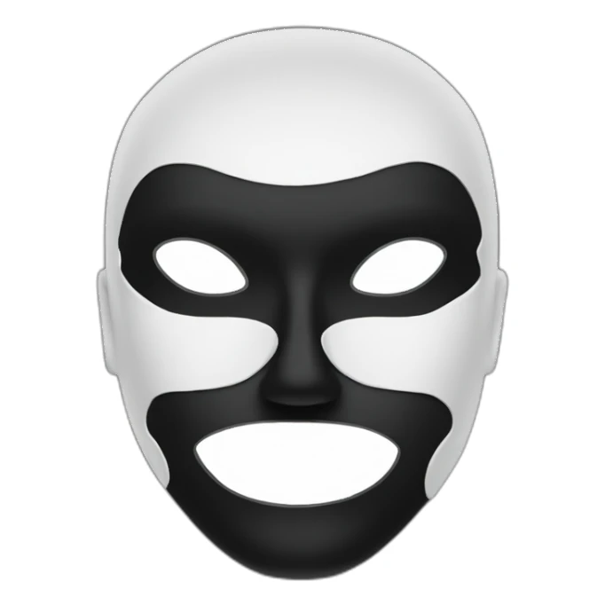 black mask with white letters FM on it sticker