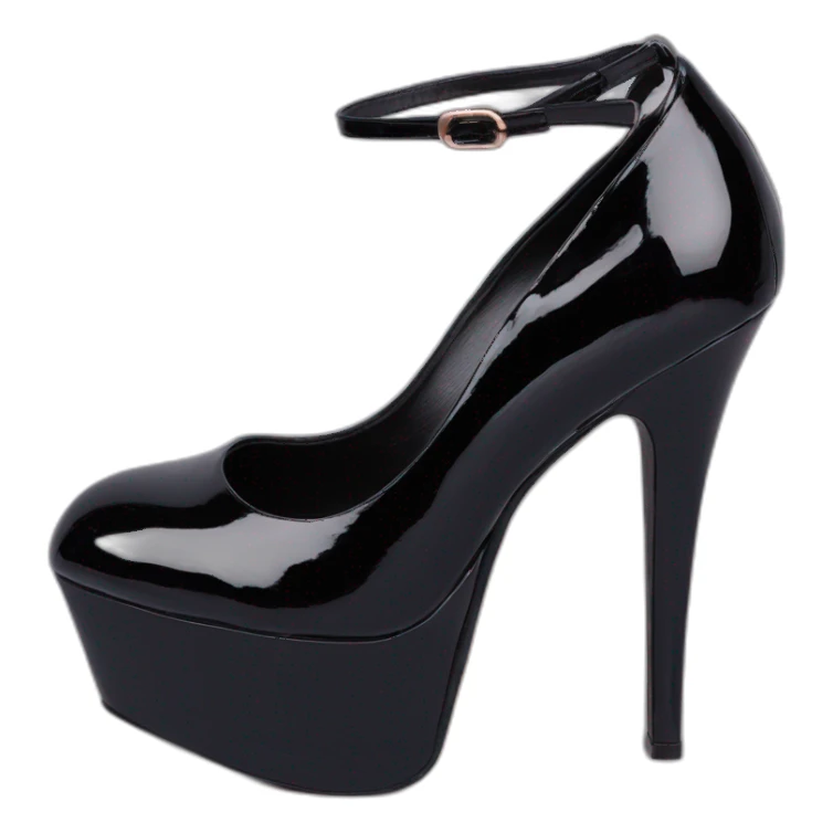 One Black Patent Leather Daffodile Platform Heels sticker