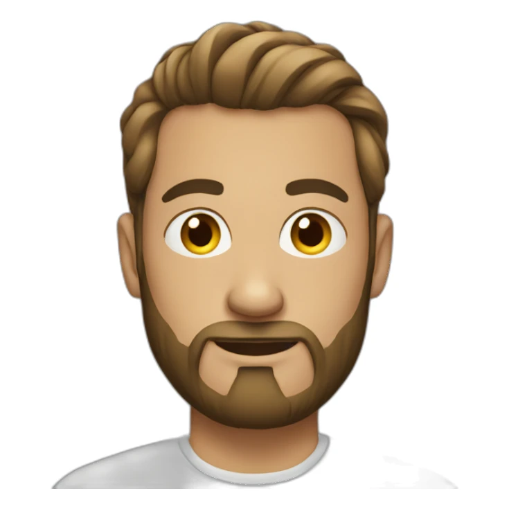 man with a bun and beard at a laptop sticker