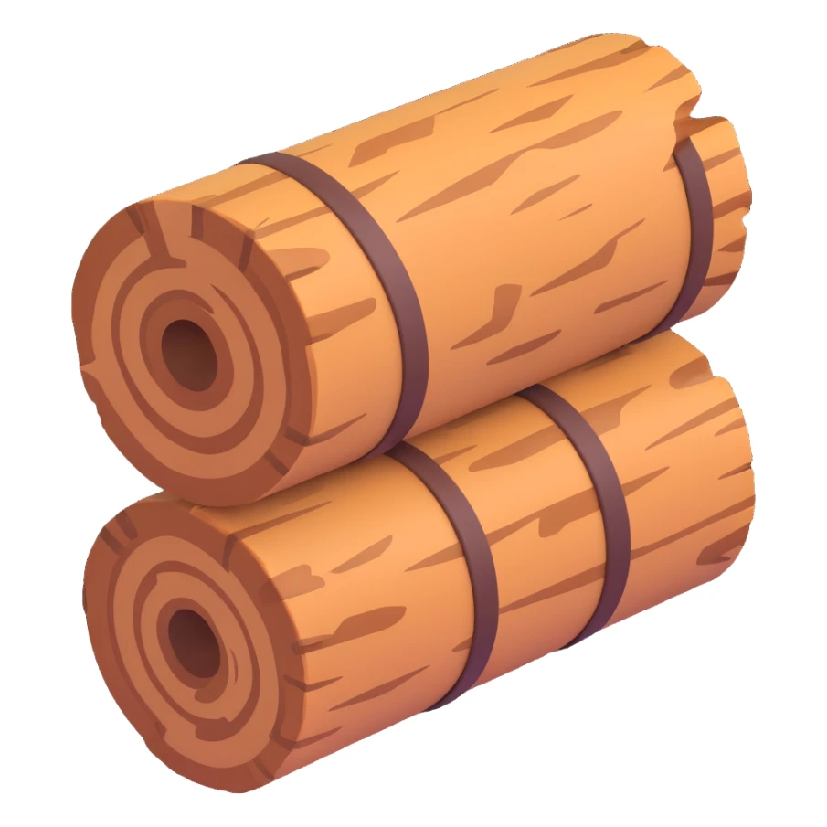 simple and realistic 3D emoji style log sticker