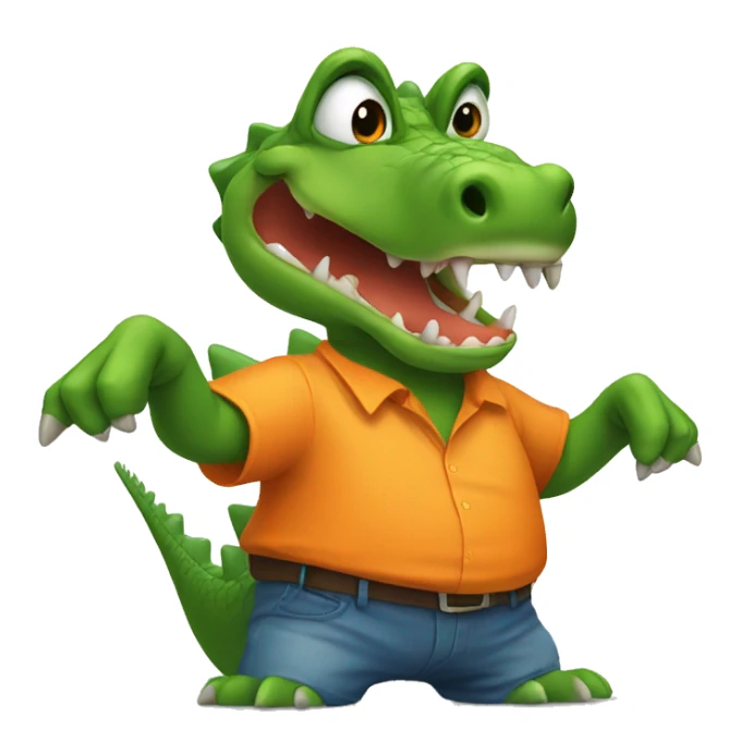 Fighting alligator wearing an orange colored shirt sticker
