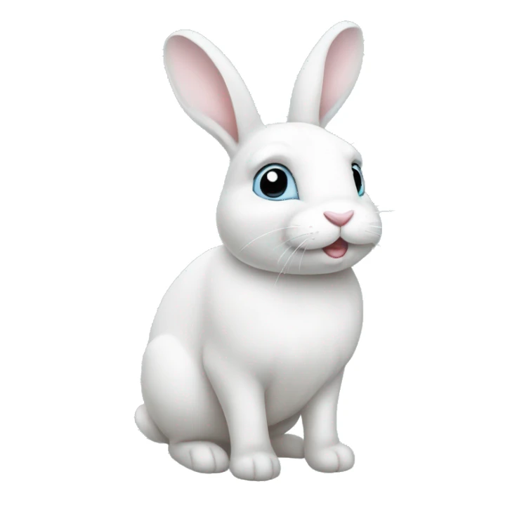 White bunny with a light blue bun sticker