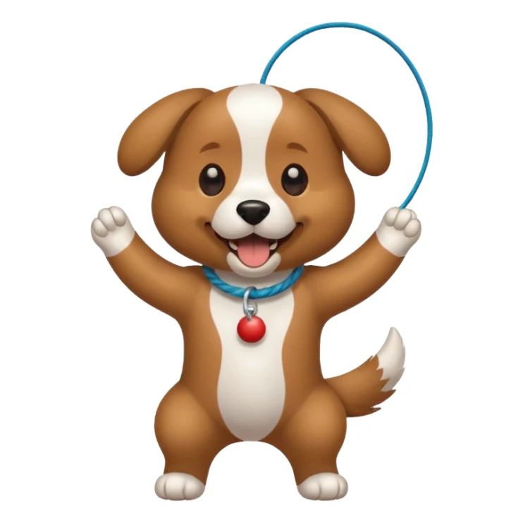 dog playing with a string toy sticker