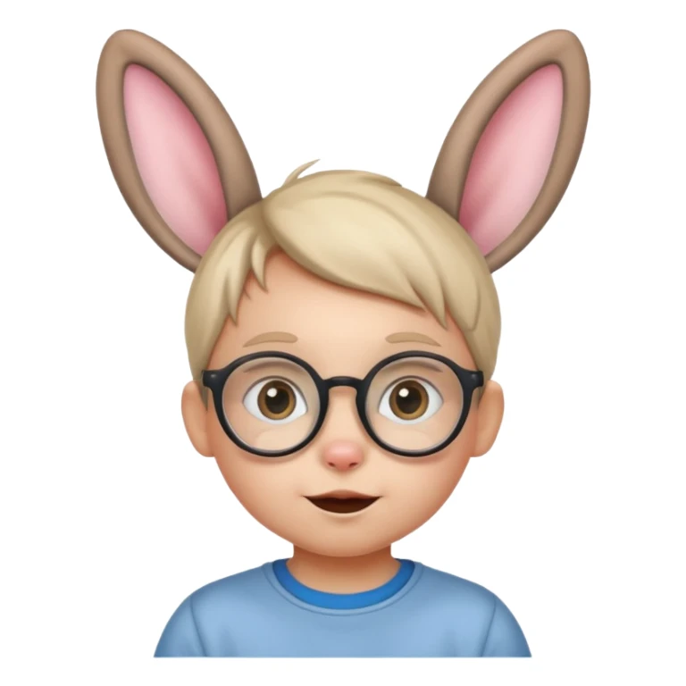bunny ear wearing small kid spectacled sticker
