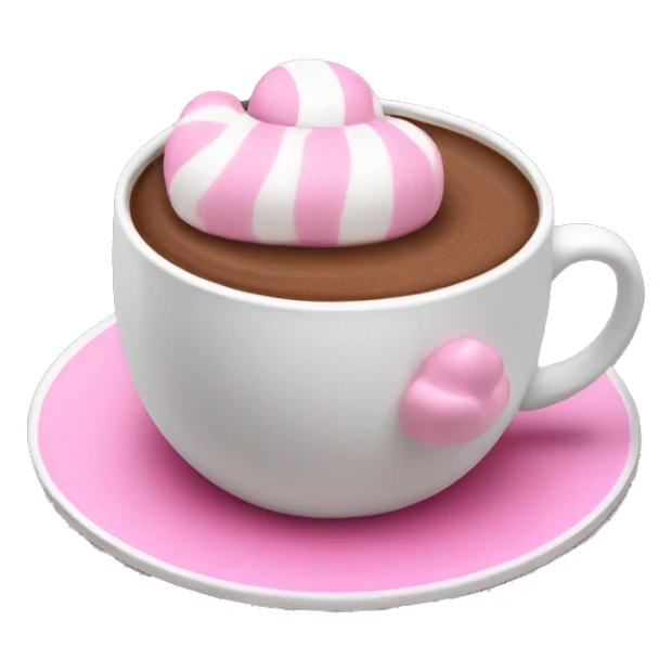 Hot chocolate with pink marshmallow ￼ sticker