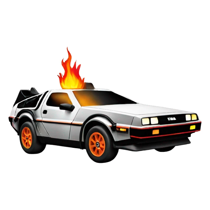 Delorean with fire sticker