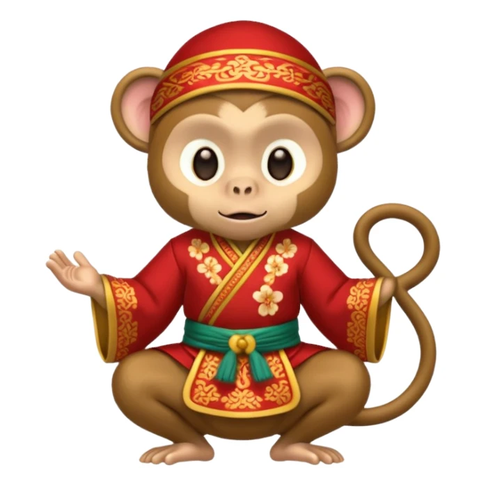 asian tradationals clothe monkey sticker