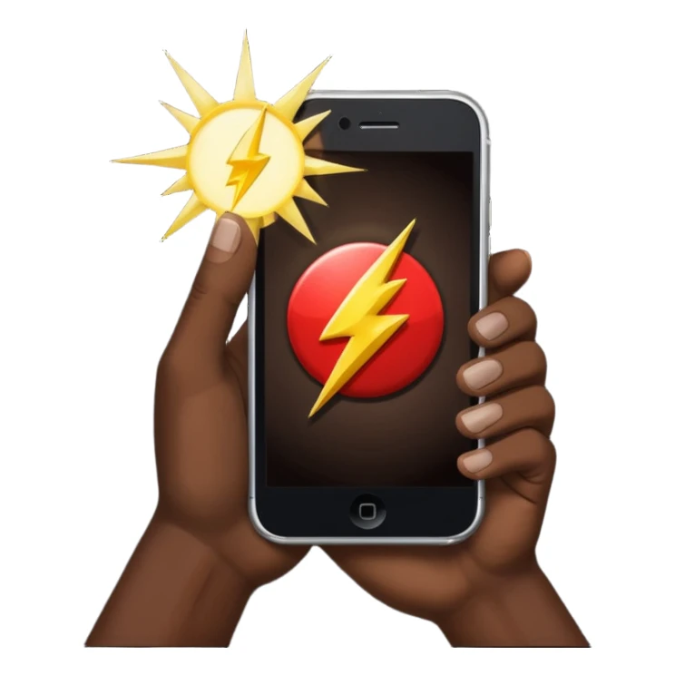 African American hand holding iPhone with flash on sticker