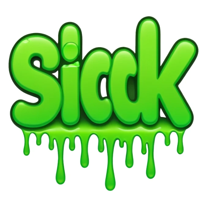 the word SICK in green graffiti font sticker